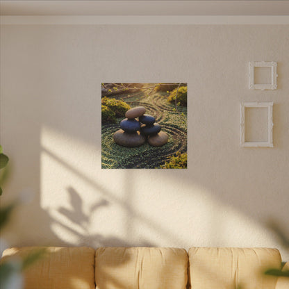 Zen River Stones in Golden Hour | Karesansui Canvas Art