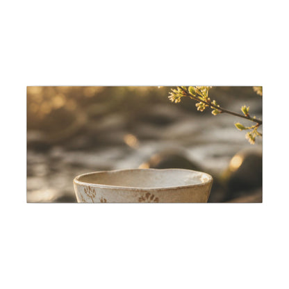 Neutral Ceramic Bowl Canvas Art - Japanese Pattern Japandi