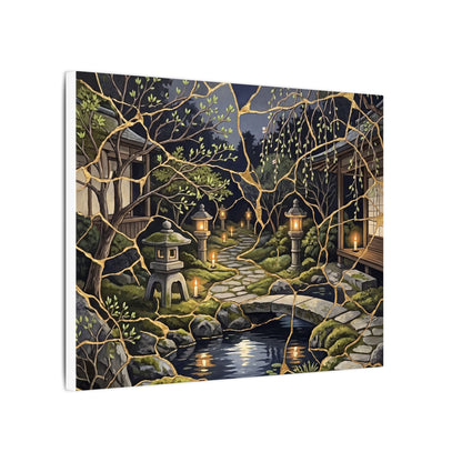 Kintsugi Moonlit Garden in Candlelight | Gold Vein Canvas Art