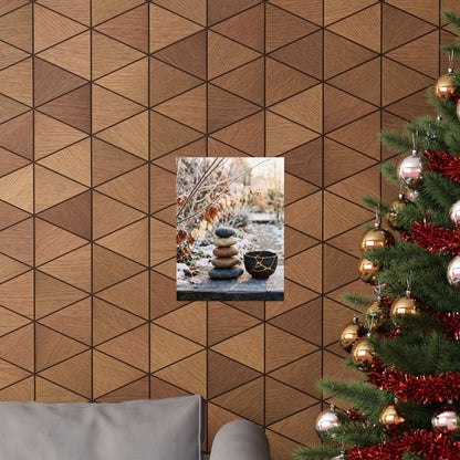 Winter River Stones Gold Repair Wall Art Print | Healing Decor