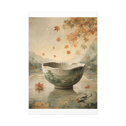 Autumn Ceramic Bowl Watercolor Canvas Art | Cozy Decor
