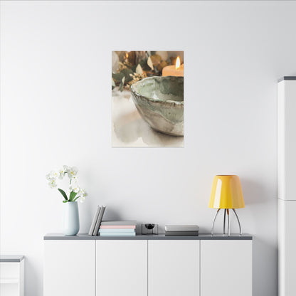 Ceramic Bowl Canvas Art | Summer Japandi Watercolor Art