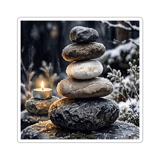 Winter River Stones Watercolor Sticker | Neutral Decor