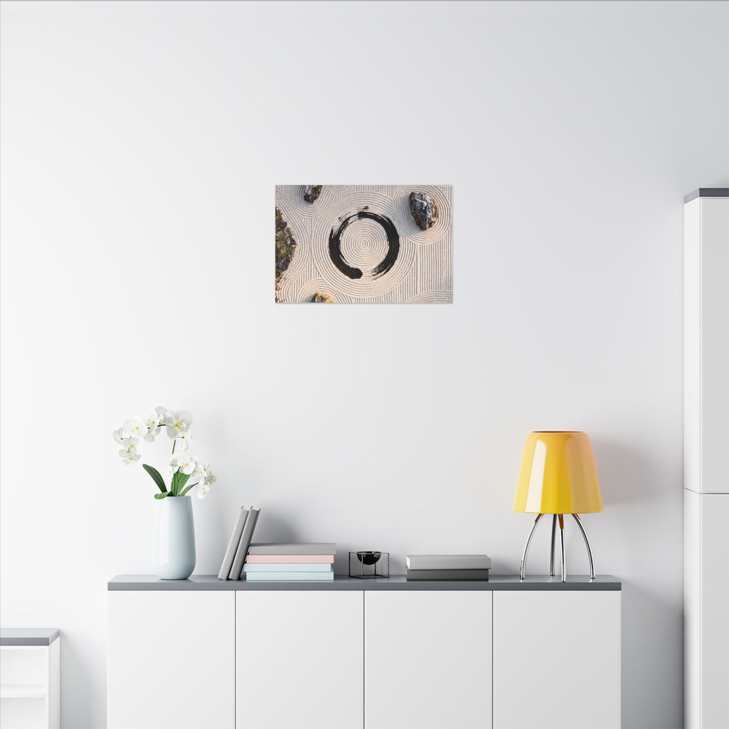 Rock Garden Canvas Art | Winter Zen Enso Art
