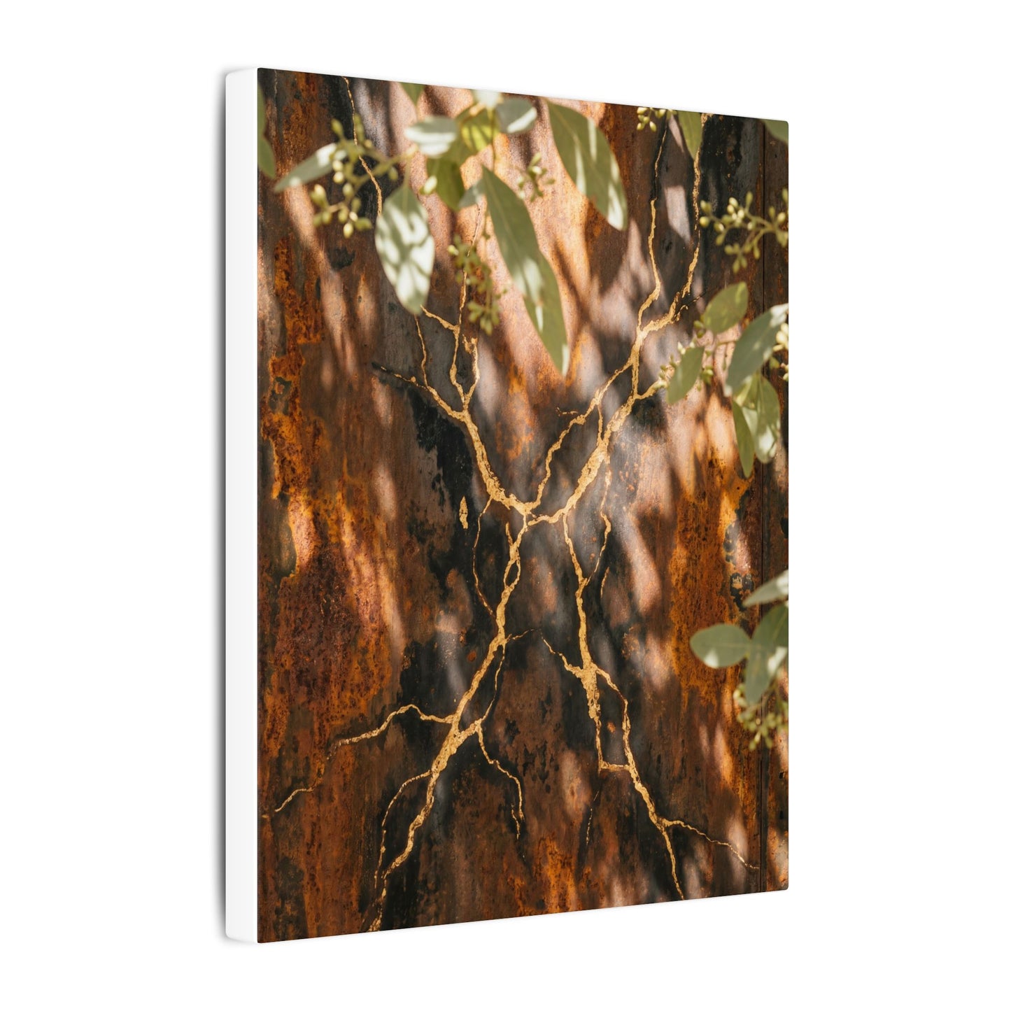 Kanso Rust Patina Canvas Art - Kintsugi Gold Vein