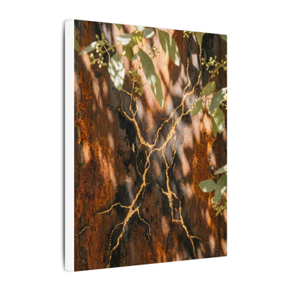 Kanso Rust Patina Canvas Art - Kintsugi Gold Vein