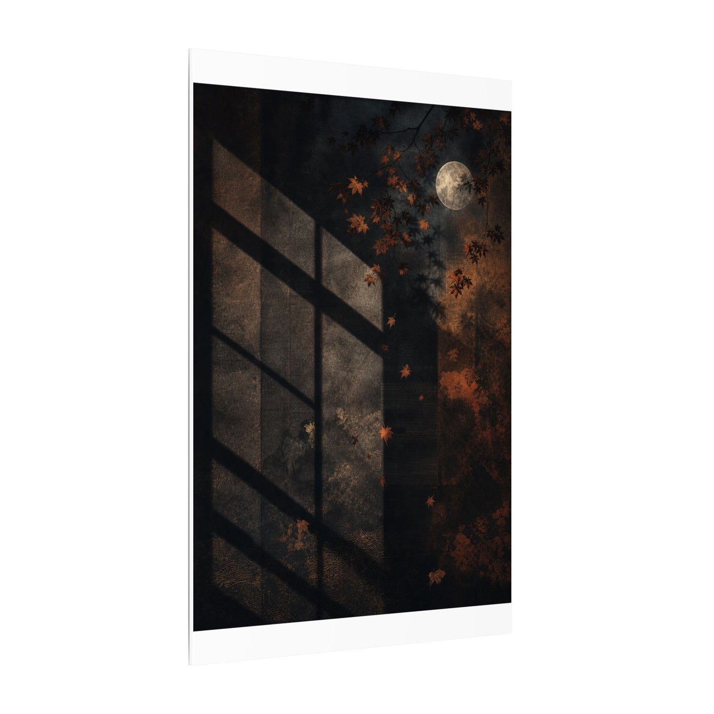 Sophisticated Shadow Play Canvas Art - Dark Texture Dark Japandi