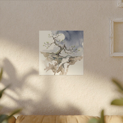 Moonlight Pine Tree Canvas Art - Japandi Ma