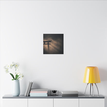 Torii Gate Shadow Zen Canvas Art | Bold Dark Japandi Art