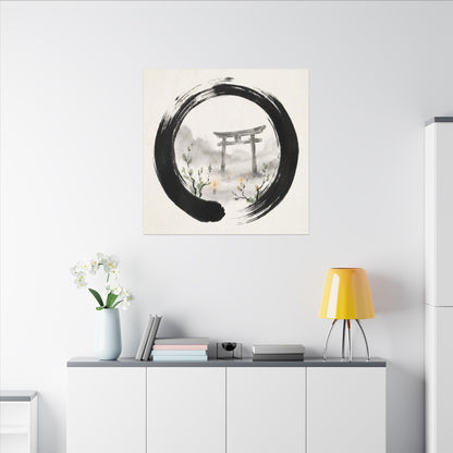 Spring Torii Gate Enso Canvas Art | Tranquil Decor