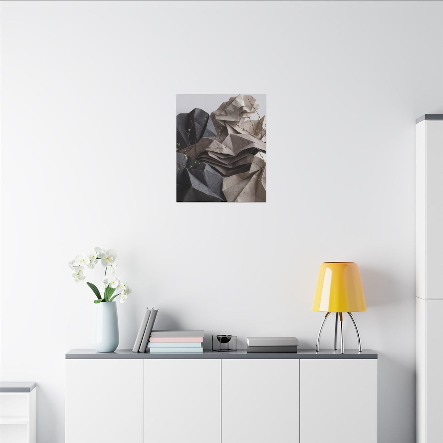 Neutral Paper Fold Canvas Art - Texture Japandi