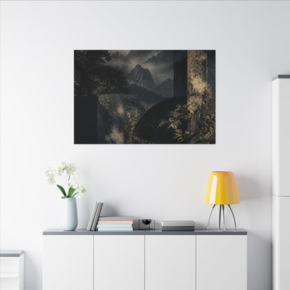 Mountain Mist Summer Canvas Art | Dark Japandi Atmospheric Design