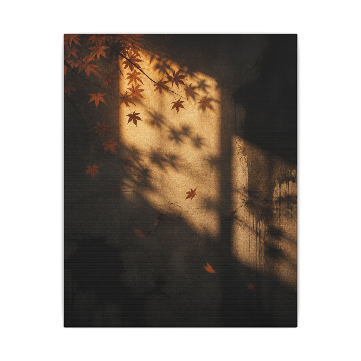 Shadow Play Canvas Art | Autumn Dark Japandi Charcoal Ink Art