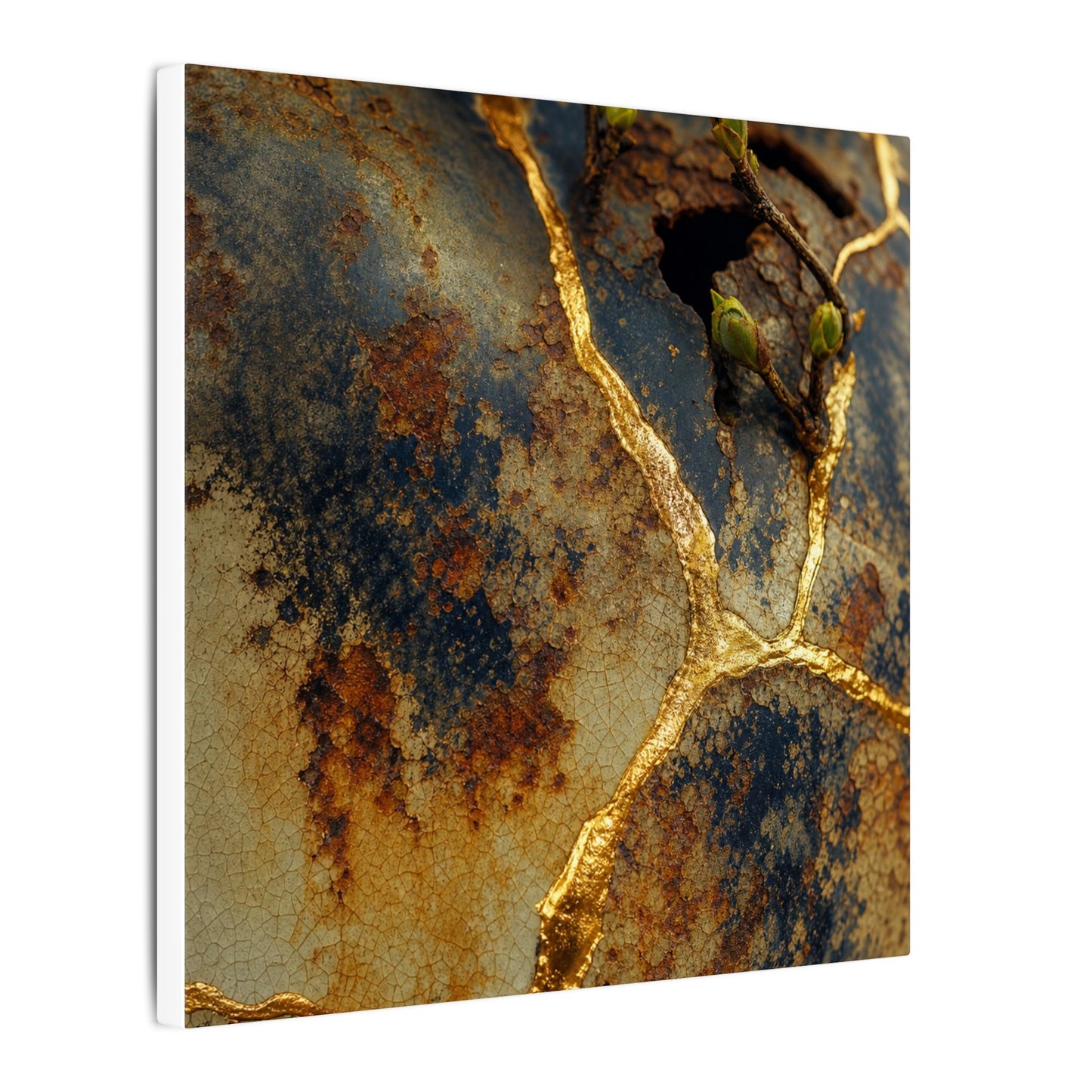 Datsuzoku Rust Patina Canvas Art - Kintsugi Crackle Gold
