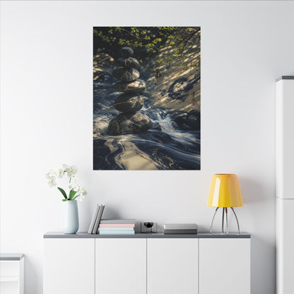 Kintsugi River Stones in Dappled | Broken Beauty Canvas Art
