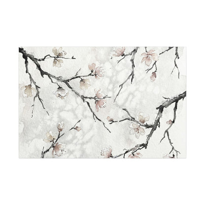 Cherry Blossom Canvas Art | Winter Japandi Watercolor Art Art Print