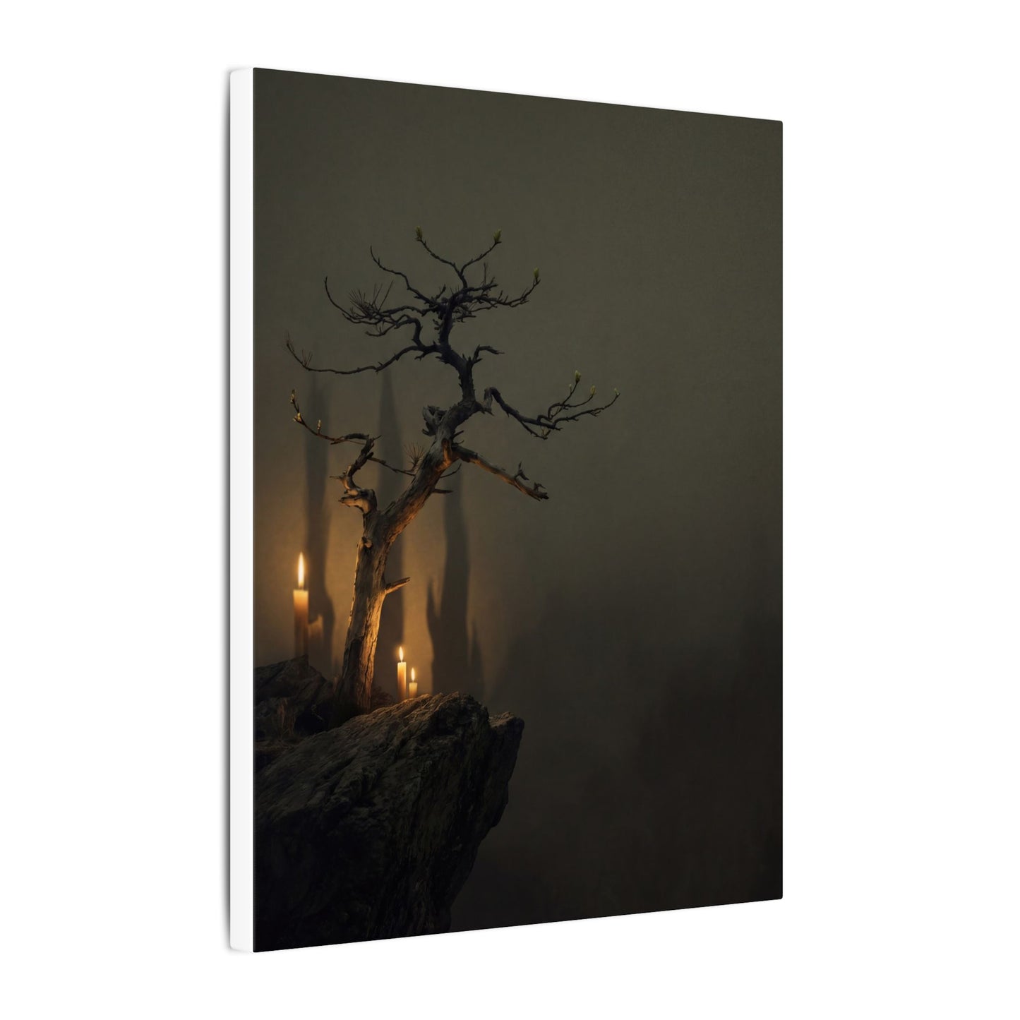 Ma Pine Tree Canvas Art - Dark Japandi Shadow Zen