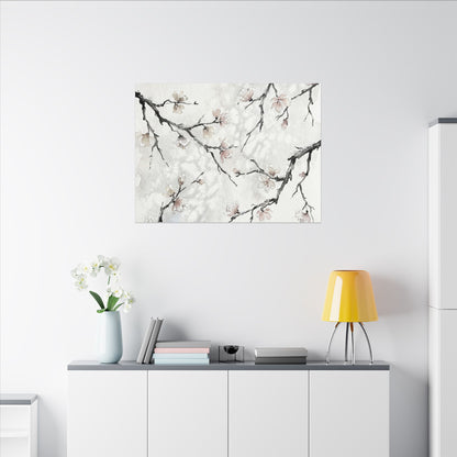 Cherry Blossom Canvas Art | Winter Japandi Watercolor Art