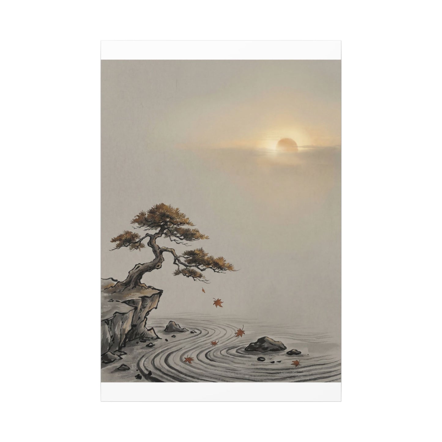 Pine Tree Canvas Art | Autumn Zen Karesansui Art