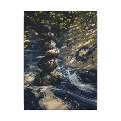 Kintsugi River Stones in Dappled | Broken Beauty Canvas Art
