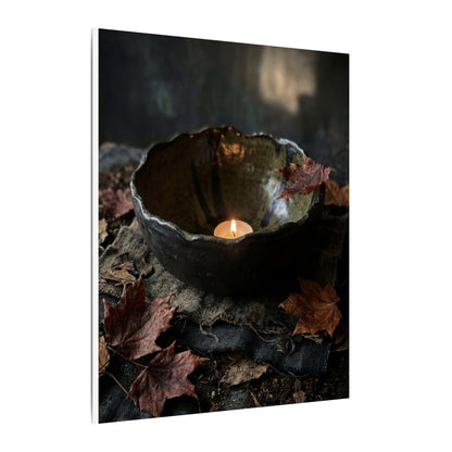Candlelight Ceramic Bowl Canvas Art - Dark Japandi Kanso