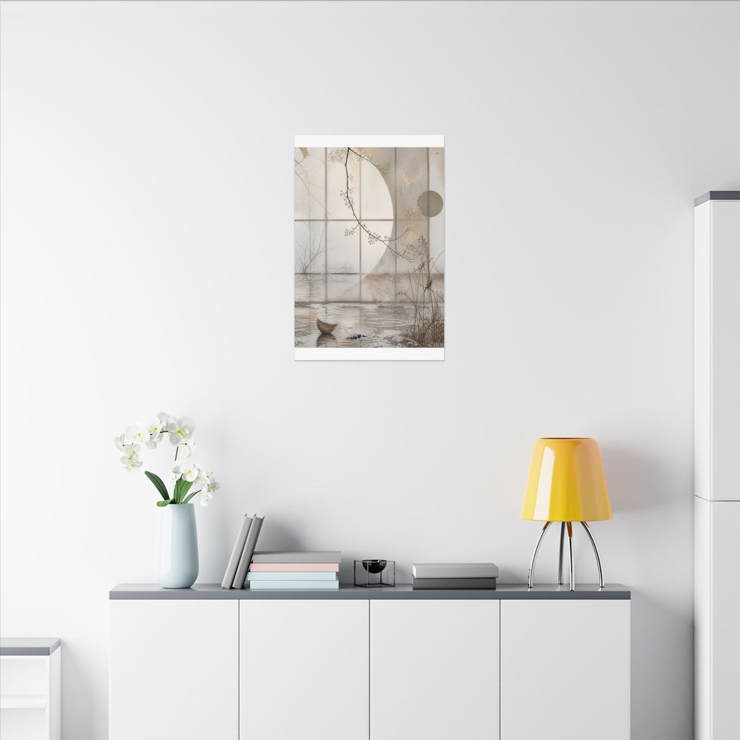 Winter Shoji Screen Japanese Pattern Canvas Art | Elegant Decor