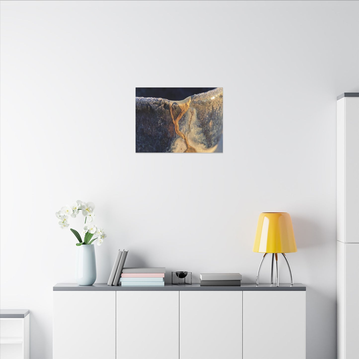 Winter Ceramic Bowl Gold Vein Canvas Art | Healing Decor