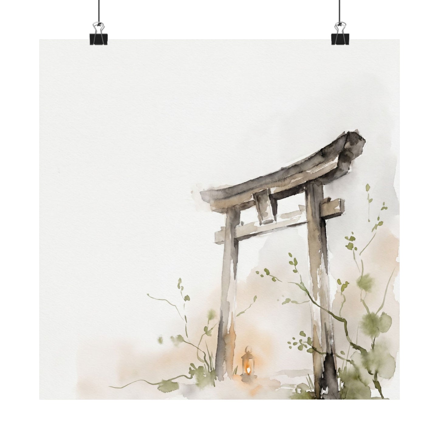 Torii Gate Spring Wall Art Print | Japandi Elegant Design