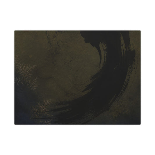 Seijaku Ink Brushstroke Canvas Art - Dark Japandi Moody Minimal