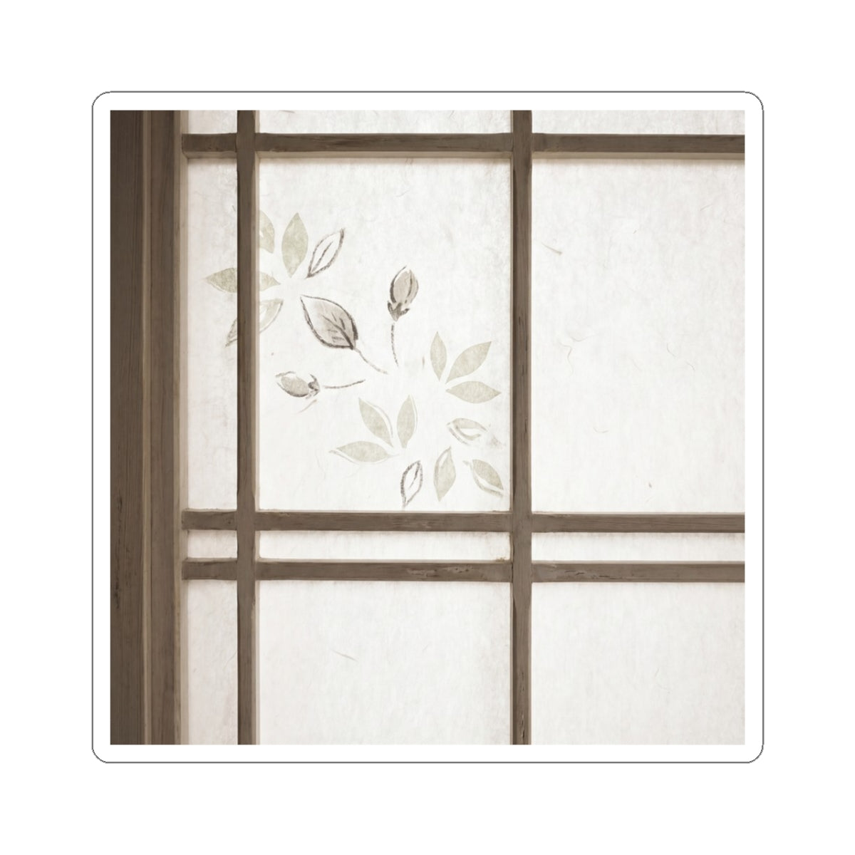 Shoji Screen Japanese Pattern Sticker | Earthy Japandi Art