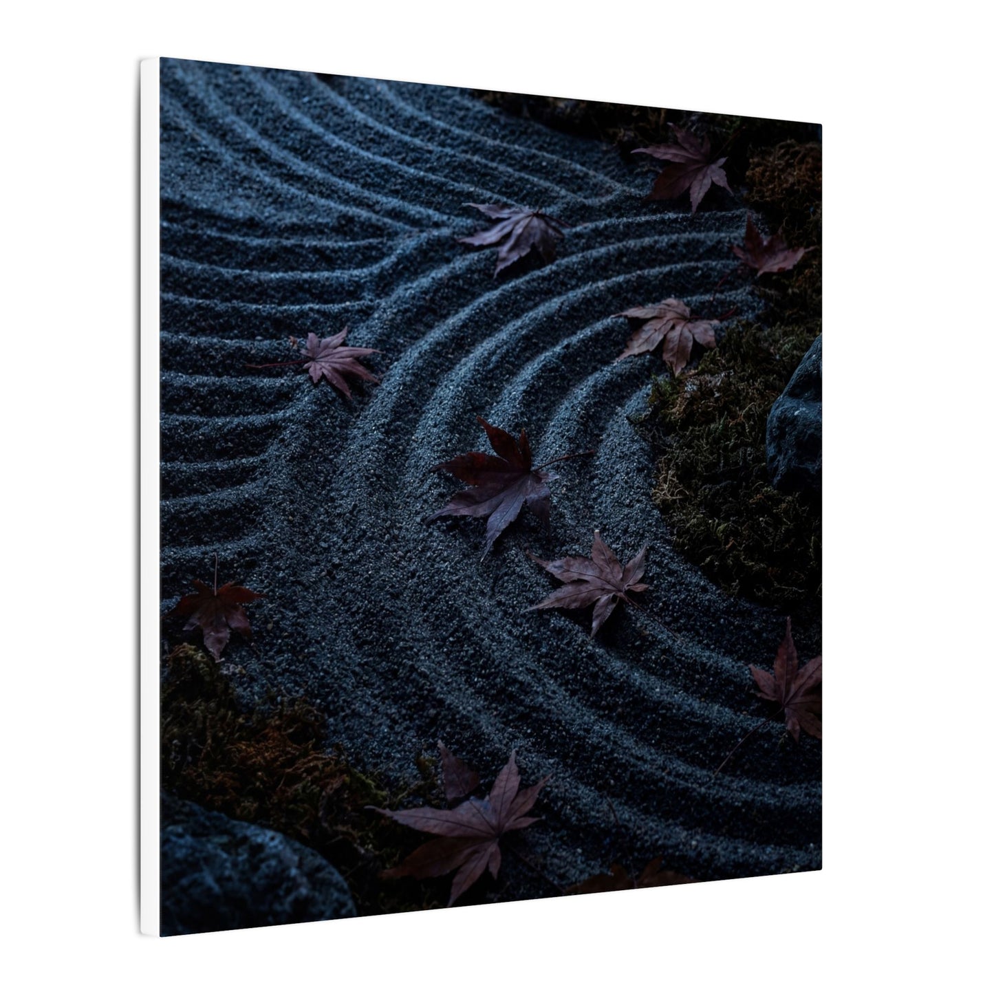 Rock Garden Canvas Art | Autumn Dark Japandi Dark Texture Art