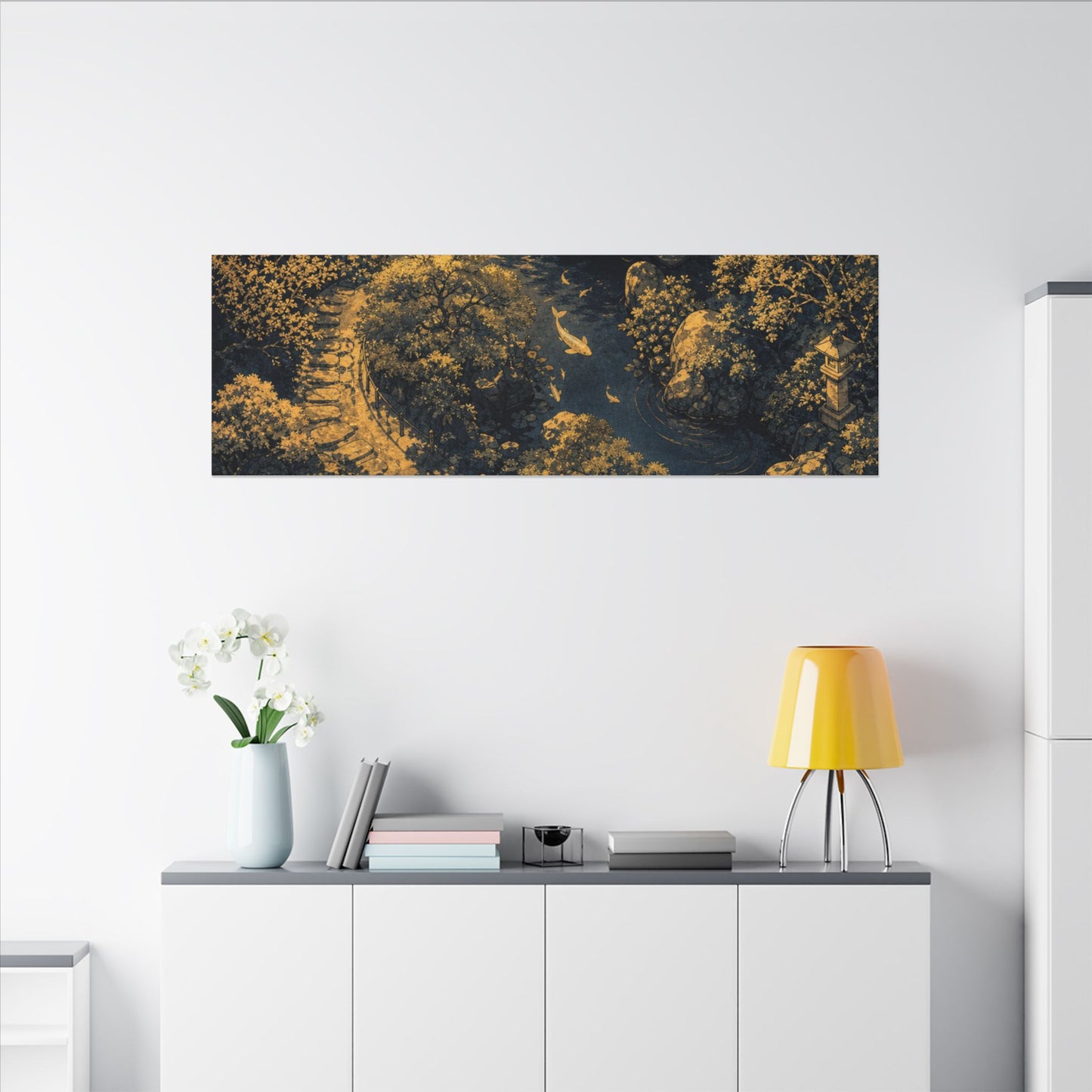 Contemplative Moonlit Garden Canvas Art - Ukiyo E Inspired Zen
