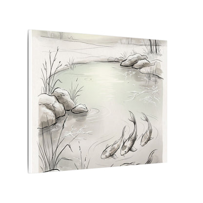 Koi Pond Minimal Line Canvas Art | Cozy Japandi Art