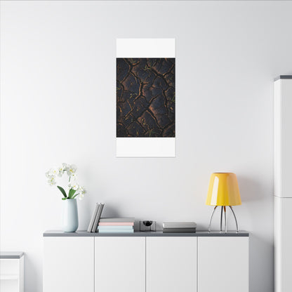 Cracked Earth Moody Minimal Canvas Art | Luxurious Dark Japandi Art