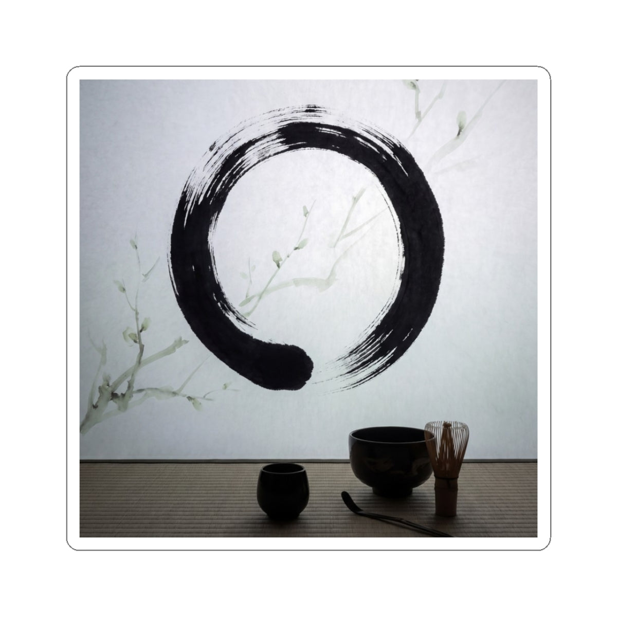 Tea Ceremony Enso Sticker | Contemplative Zen Art Art Print