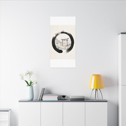 Spring Torii Gate Enso Canvas Art | Tranquil Decor