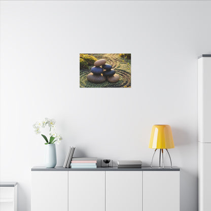Zen River Stones in Golden Hour | Karesansui Canvas Art