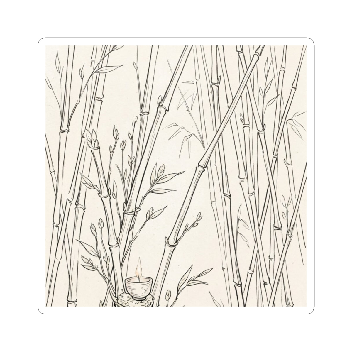 Japandi Bamboo Grove in Candlelight | Minimal Line Sticker