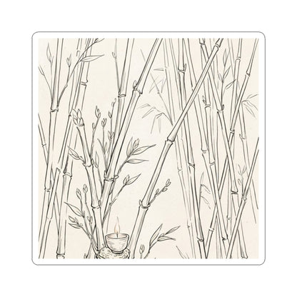Japandi Bamboo Grove in Candlelight | Minimal Line Sticker