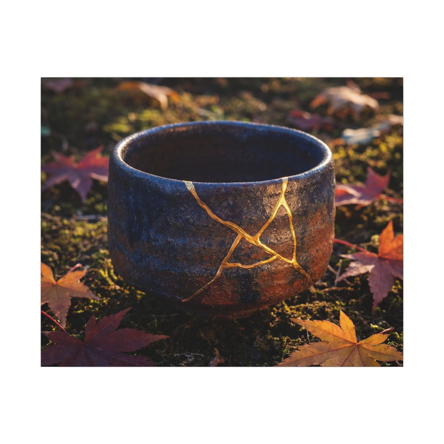 Kanso Moonlit Garden Canvas Art - Kintsugi Gold Repair