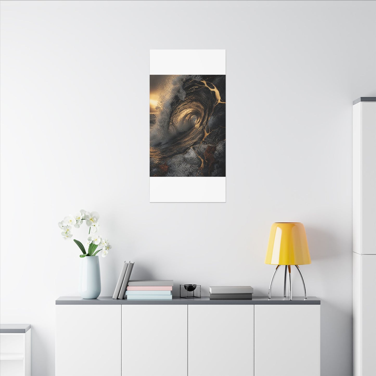 Kanso Ocean Wave Canvas Art - Kintsugi Gold Vein