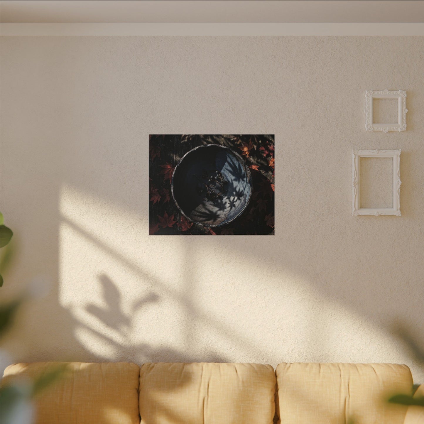 Autumn Ceramic Bowl Shadow Zen Canvas Art | Bold Decor