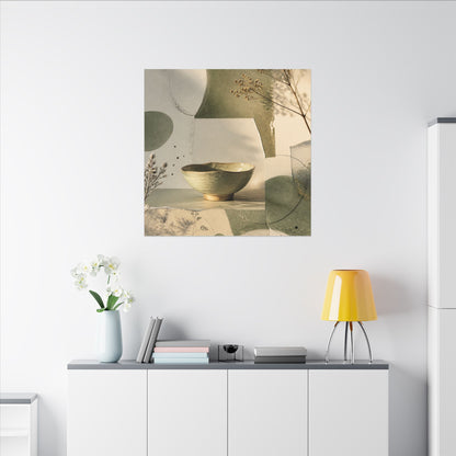 Warm Ceramic Bowl Canvas Art - Minimal Line Japandi