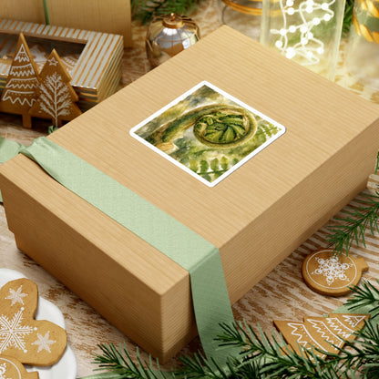 Japandi Fern Unfurling in Dappled | Watercolor Sticker