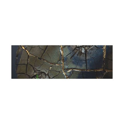 Dark Japandi Cracked Earth in Moonlight | Moody Minimal Canvas Art