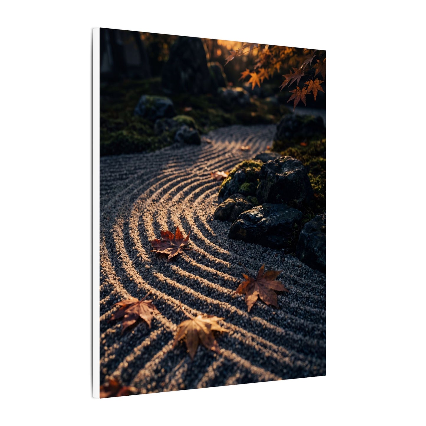 Rock Garden Moody Minimal Canvas Art | Bold Dark Japandi Art