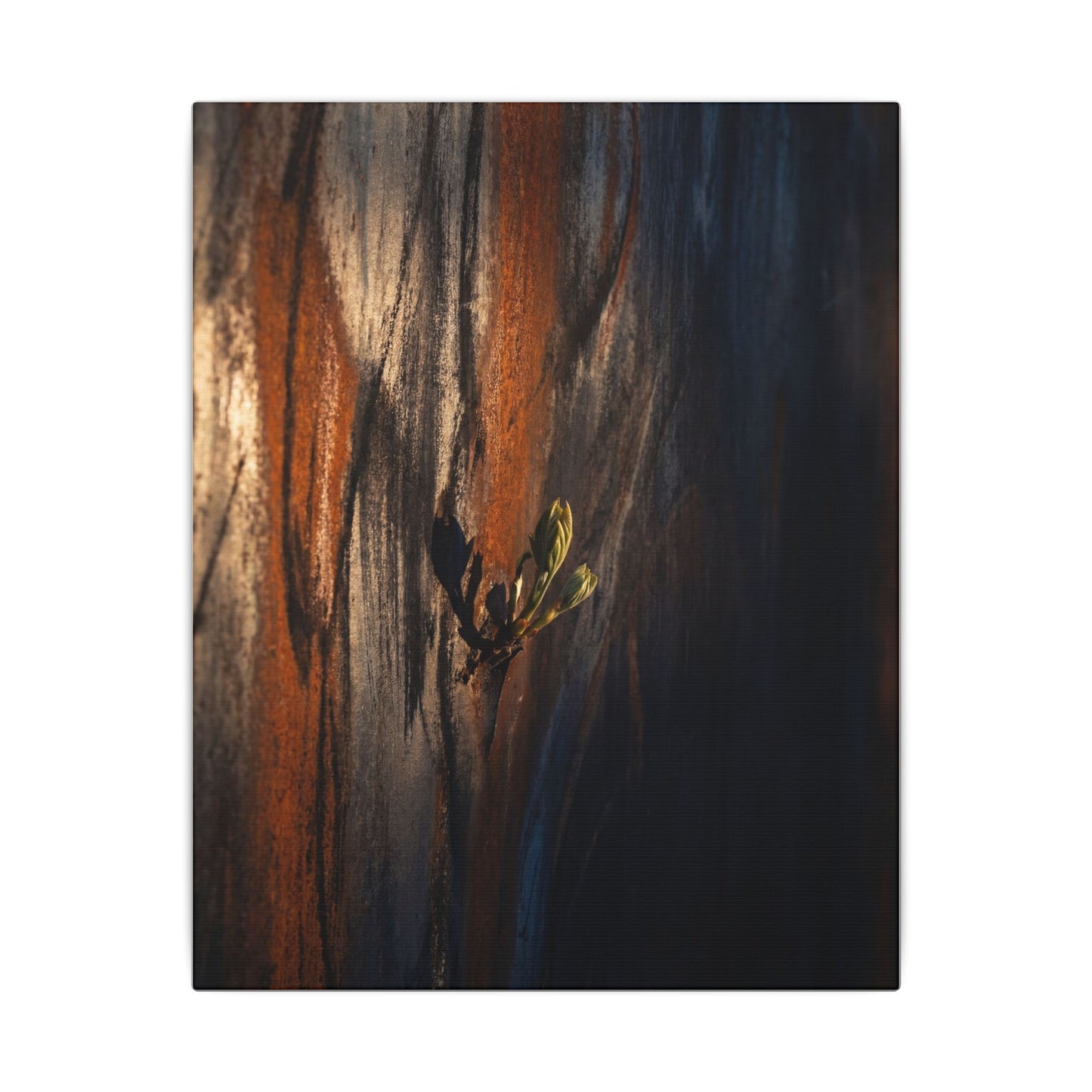 Rust Patina Charcoal Ink Canvas Art | Moody Dark Japandi Art