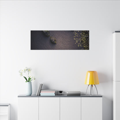 Dark Japandi Rock Garden in Dawn | Shadow Zen Canvas Art