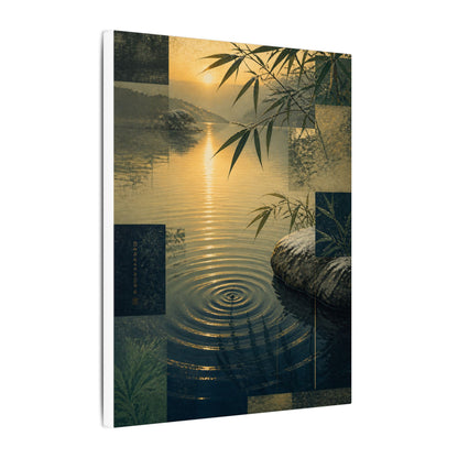 Zen Water Ripple in Golden Hour | Ukiyo E Inspired Canvas Art