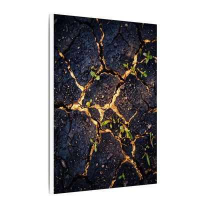 Spring Cracked Earth Crackle Gold Canvas Art | Healing Decor